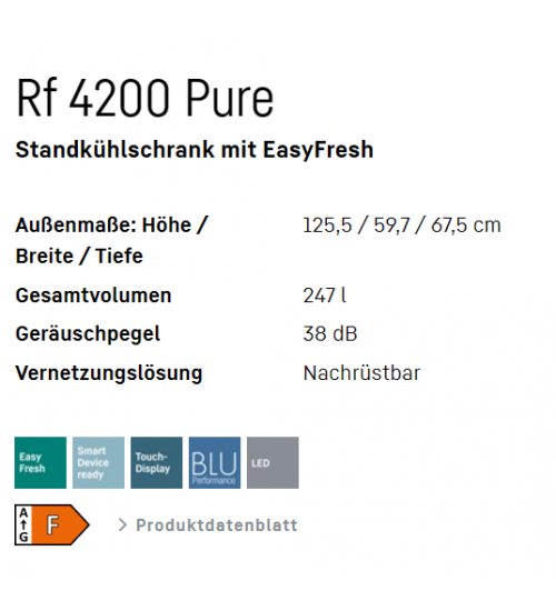 LIEBHERR利勃海尔Rf 4200 Pure独立式冰箱